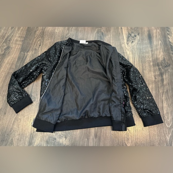 GUC LOL SURPRISE Remix Girl's Bomber Style Jacket, Black Sequins, Size: XL 14/16 - Picture 9 of 10